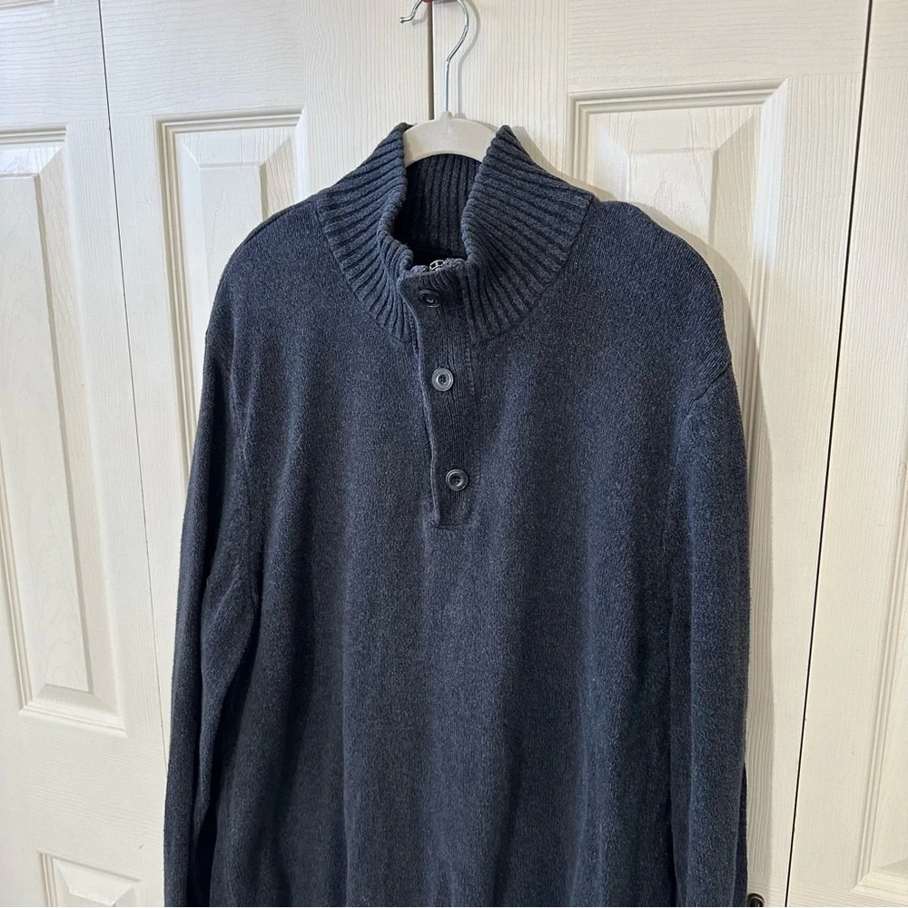 American Eagle Athletic Fit Knit Henley Sweater Mens Size XXL Heather Gray
